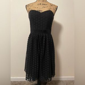 White House Black Market Black Strapless Polka Dot Dress